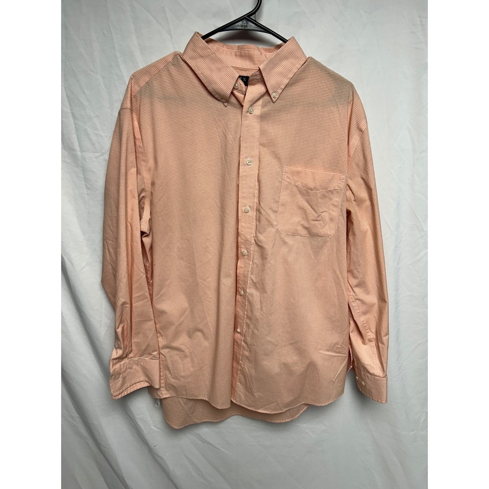 Lauren Ralph Lauren Mens XL Orange Gingham Check Stretch Button Up Shirt Preppy